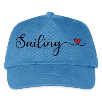 Segelherz-Typografie-Geschenk - Kinder Basecap - Pfauenblau - Vorne