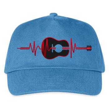 Silhouette of Guitar in a Heart Beat. - Kids’ Baseball Cap - peacock-blue - Front