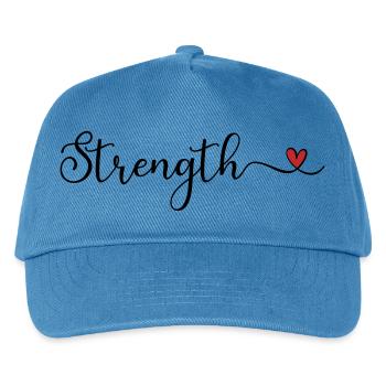 Strength Heart Typography - Kids’ Baseball Cap - peacock-blue - Front