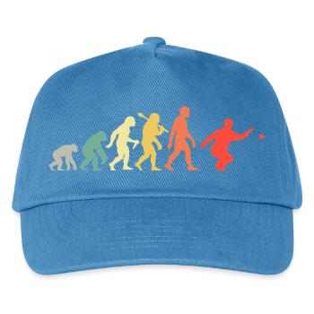 Boccia Und Petanque Spieler Evolution Retro Grafik - Kinder Basecap - Pfauenblau - Vorne