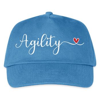 Agility Hundesport Schriftzug mit Herz - Kinder Basecap - Pfauenblau - Vorne