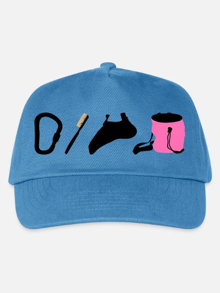 Kletterlogo Boulderemblem Kletterschuhe Bürste - Kinder Basecap - Pfauenblau
