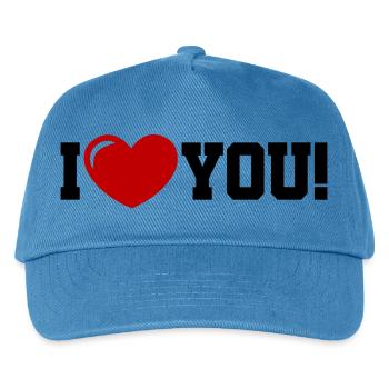 I love you - Ich Liebe Dich - Kinder Basecap - Pfauenblau - Vorne