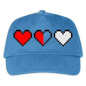 Retro Pixel Hearts Life Indicator Gaming T-Shirt - Kids’ Baseball Cap - peacock-blue - Front