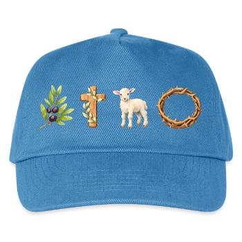 Lamm, Kreuz und Frieden - Kinder Basecap - Pfauenblau - Vorne