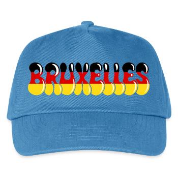 Brüssel, Belgische Flagge Schwarz, Gelb, Rot, - Kinder Basecap - Pfauenblau - Vorne