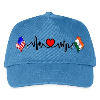 Cardio heart with Flag USA USA, India - Kids’ Baseball Cap - peacock-blue - Front