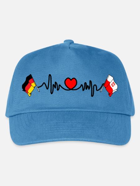 Cardioherz mit Flagge Deutschland und Flagge Polen - Kinder Basecap - Pfauenblau