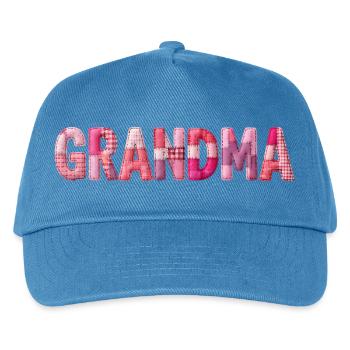 Grandmother Pink Plaid Letters Patchwork - Kids’ Baseball Cap - peacock-blue - Front