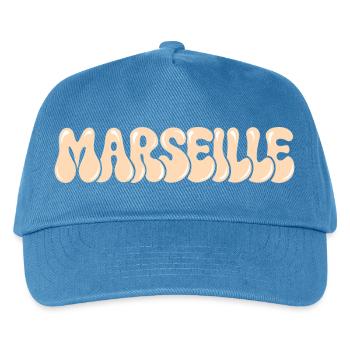 Marseille Mittelmeer-Typo-Blase - Kinder Basecap - Pfauenblau - Vorne
