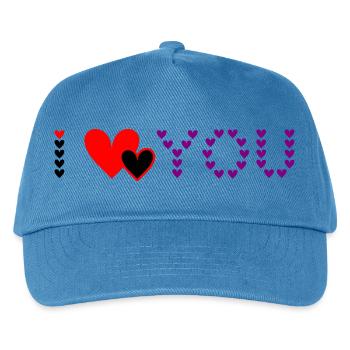 Herz-Design Purple Love Hearts - Kinder Basecap - Pfauenblau - Vorne