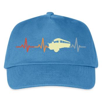 Retro Schulbus Kardiogramm - Kinder Basecap - Pfauenblau - Vorne
