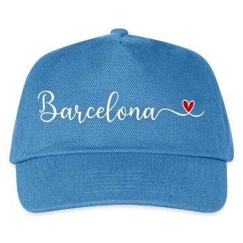 Barcelona - Ich liebe Barcelona Schriftzug mit Her - Kinder Basecap - Pfauenblau - Vorne