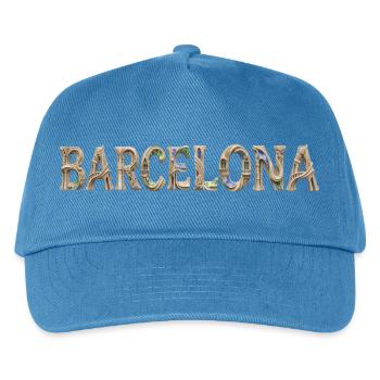 Barcelona Typography with Mediterranean Architecture - Kids’ Baseball Cap - peacock-blue - Front