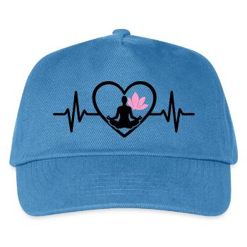 Yoga Herz Frau Silhouette Lotus Wellness - Kinder Basecap - Pfauenblau - Vorne