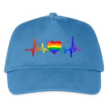 LGBTQ Herz Herzfrequenz Puls EKG Herzlinie - Kinder Basecap - Pfauenblau - Vorne