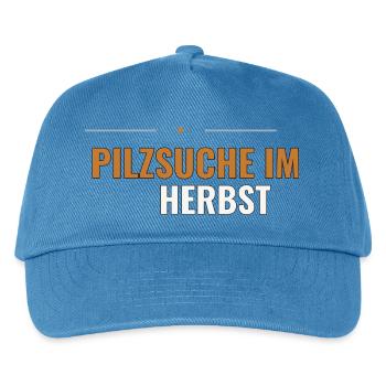 Pilzsuche im Herbst. Herbstliches Sammel - Kinder Basecap - Pfauenblau - Vorne