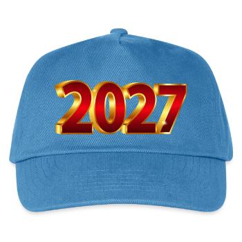 NEU – Frohes neues Jahr – 2027! - Kinder Basecap - Pfauenblau - Vorne