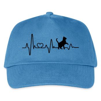 Katze Liebe Katzen Herzschlag Katzenfreund EKG - Kinder Basecap - Pfauenblau - Vorne