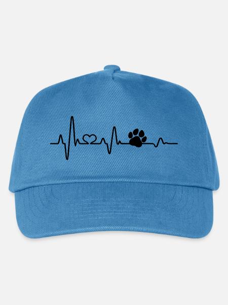 Hund Herzschlag EKG Pfote Hundeliebhaber lustig - Kinder Basecap - Pfauenblau