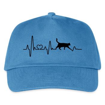 Katze Herzschlag Pulsschlag liebe Katzenfreund - Kinder Basecap - Pfauenblau - Vorne