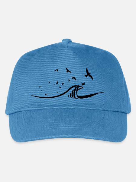 Flug von Möwen über den Wellen - Kinder Basecap - Pfauenblau