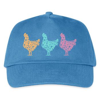 Hühner Fans -  Hahn - Gockel - Blumenhuhn - Bio - Kinder Basecap - Pfauenblau - Vorne