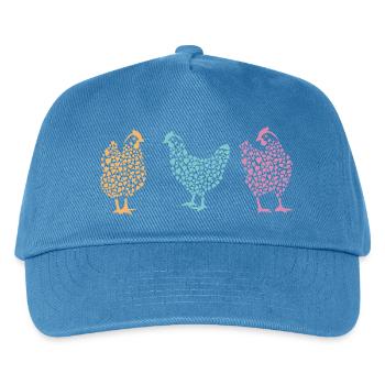 Hühner Fans -  Hahn - Gockel - Blumenhuhn - Bio - Kinder Basecap - Pfauenblau - Vorne