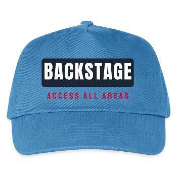 Backstage Schriftzug Balken - Konzert Festival - Kinder Basecap - Pfauenblau - Vorne