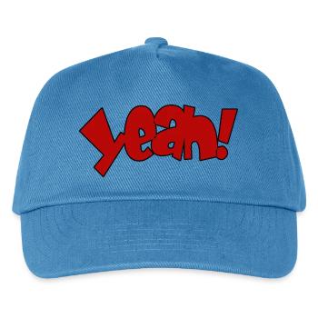 Yeah! Knallrot Ausdruck - Kinder Basecap - Pfauenblau - Vorne