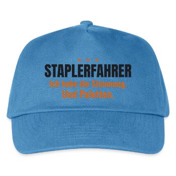 Staplerfahrer – Ich hebe die Stimmung & Paletten - Kinder Basecap - Pfauenblau - Vorne