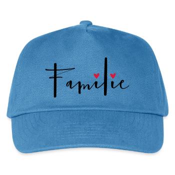 Familie Herz Liebe Geschenkidee - Kinder Basecap - Pfauenblau - Vorne