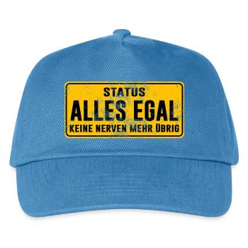 Status: Alles Egal – Keine Nerven Mehr - Kinder Basecap - Pfauenblau - Vorne