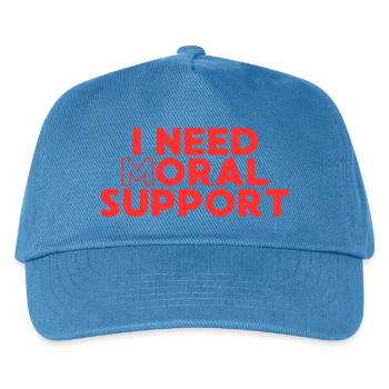 Ich brauche moralische Unterstützung – Bold Typo - Kinder Basecap - Pfauenblau - Vorne