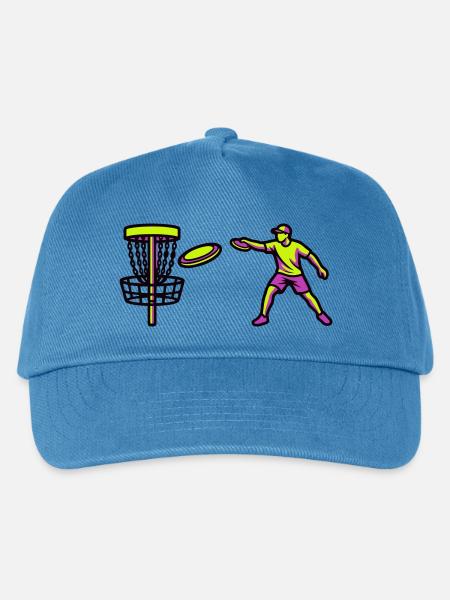 Discgolf Spieler Wurf Grafik - Kinder Basecap - Pfauenblau