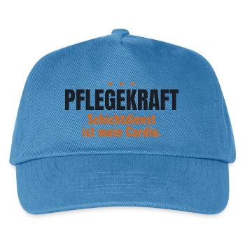 Pflegekraft Shirt – Schichtdienst ist mein Cardio - Kinder Basecap - Pfauenblau - Vorne