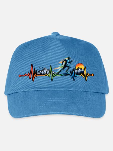 Marathon Running Heartbeat Vintage-T-Shirt - Kinder Basecap - Pfauenblau