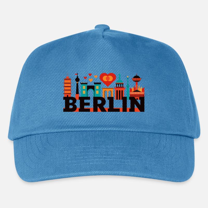 Berliner Skyline mit Liebessymbolen - Kinder Basecap - Pfauenblau