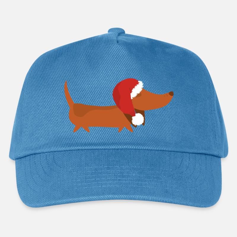 Teckel avec chapeau de Noël - Casquette de baseball Enfant - bleu paon