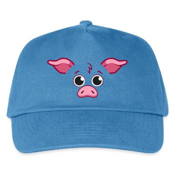 Süßes Schweinegesicht minimalistische rosa Tierkunst - Kinder Basecap - Pfauenblau - Vorne