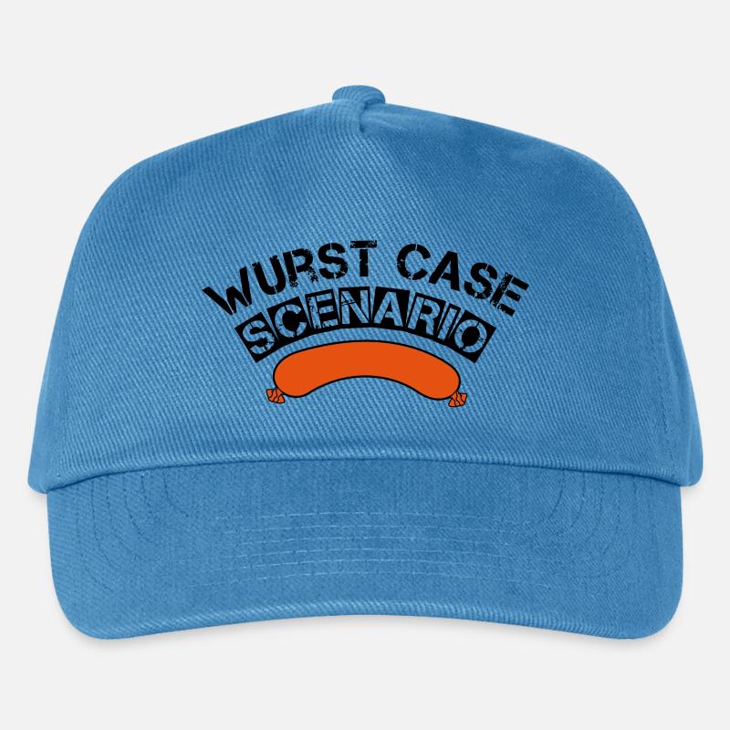 Wurst case scenario grillen BBQ Griller Geschenk - Kinder Basecap - Pfauenblau