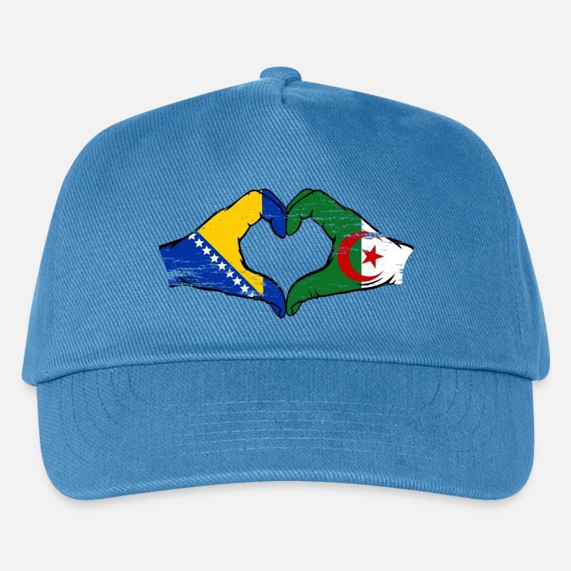 Bosnie Algérie drapeau mains forme de coeur utilisé - Casquette de baseball Enfant - bleu paon