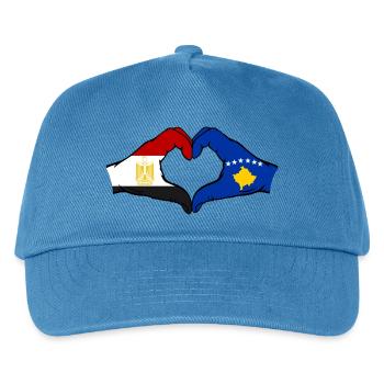 Egypt Kosovo Flag Hands Heart Shape - Kids’ Baseball Cap - peacock-blue - Front