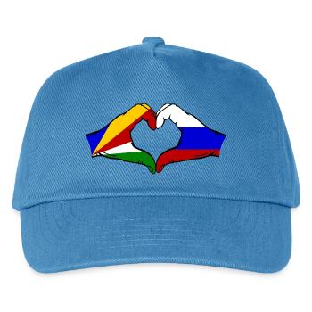 Seychellen Russland Flagge Hände Herzform - Kinder Basecap - Pfauenblau - Vorne