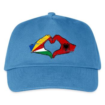 Seychelles Albania Flag Hands Heart Shape Used - Kids’ Baseball Cap - peacock-blue - Front