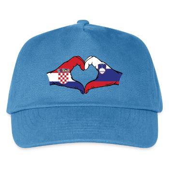 Kroatien Slowenien Flagge Hände Herzform - Kinder Basecap - Pfauenblau - Vorne