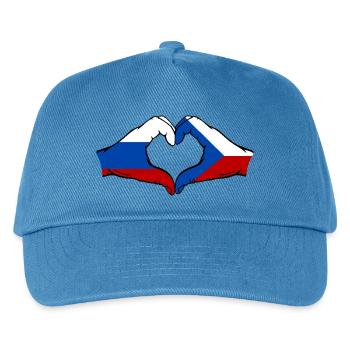 Russland Tschechien Flagge Hände Herzform - Kinder Basecap - Pfauenblau - Vorne