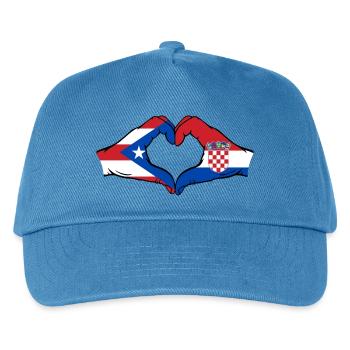 Puerto Rico Croatia Flag Hands Heart Shape - Kids’ Baseball Cap - peacock-blue - Front