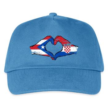 Puerto Rico Croatia flag hands heart shape used - Kids’ Baseball Cap - peacock-blue - Front