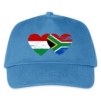 Ungarn Südafrika Flagge Hände Herzform used - Kinder Basecap - Pfauenblau - Vorne